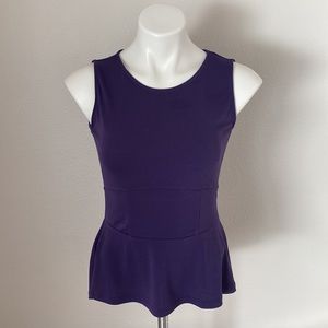 The Limited Crew Neck Sleeveless Peplum Purple Top Size XS